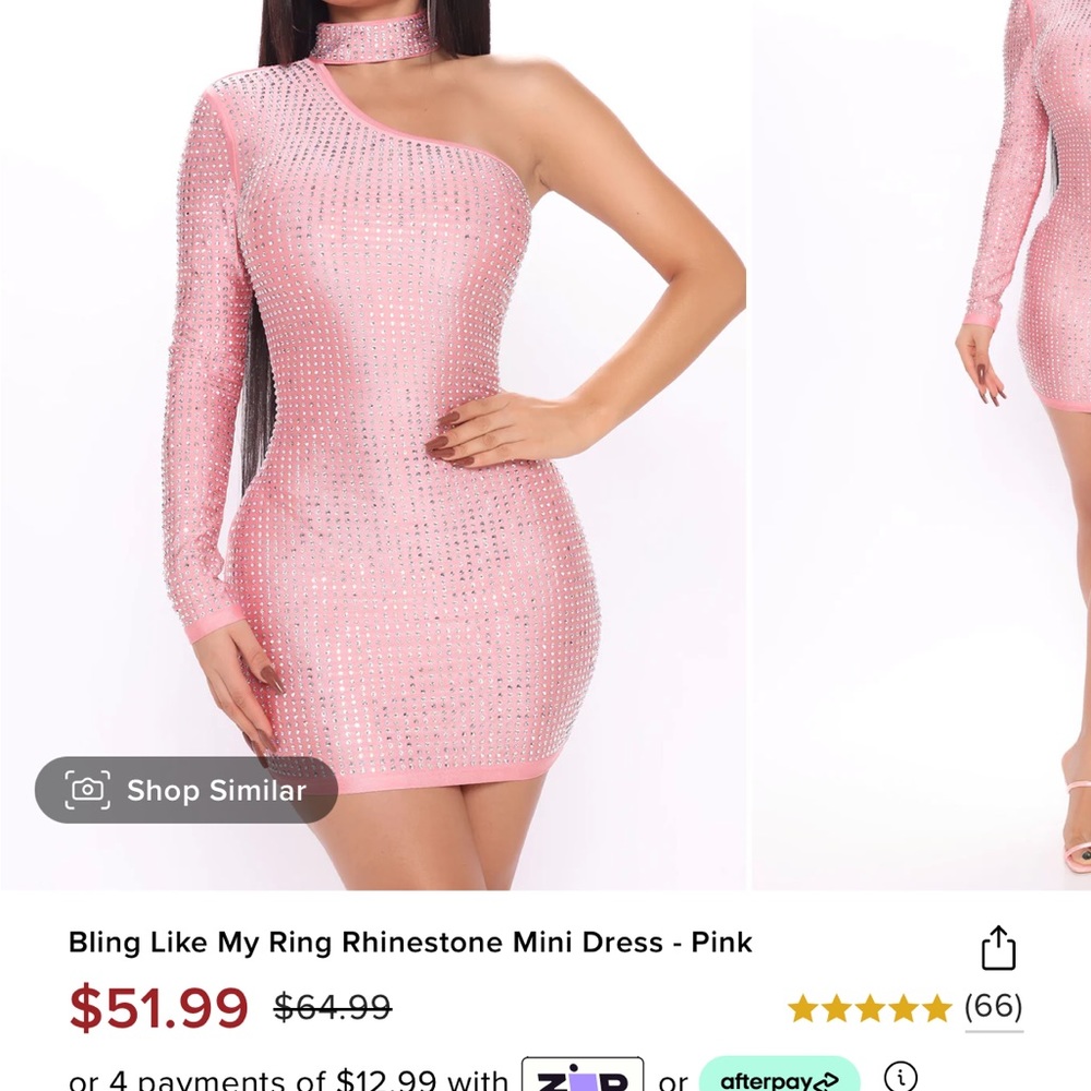 Fashion nova pink rhinestone mini dress